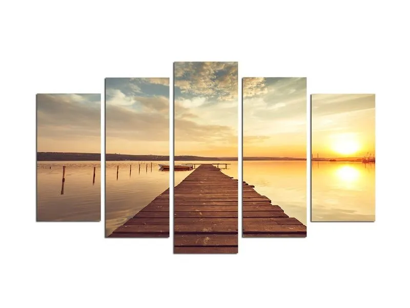 Wallxpert Bild Seesteg 5-teilig, 110 x 60 cm