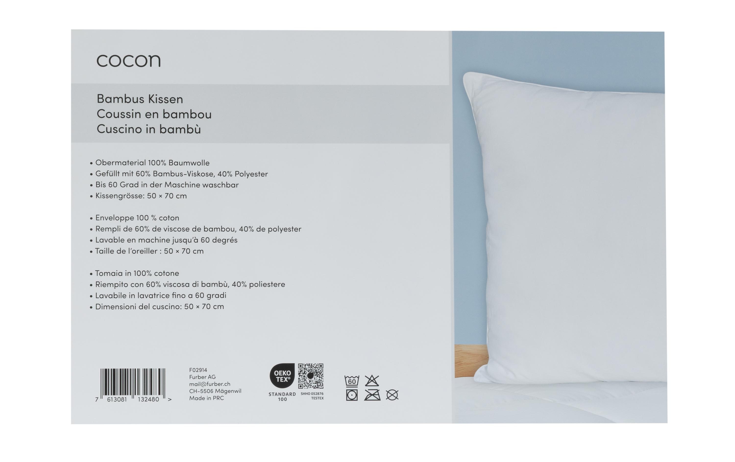 COCON Klassisches Kopfkissen Bambus, 50 x 70 cm