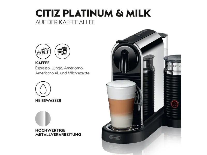 De'Longhi Kaffeemaschine Nespresso CitiZ Platinum&Milk EN330.M Silber De'Longhi Kaffeemaschine Nespresso CitiZ Platinum&Milk EN330.M Silber