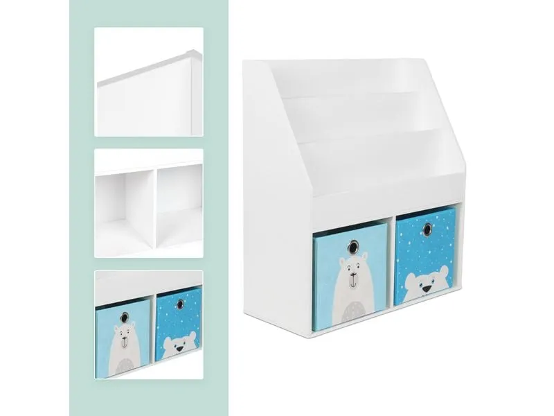 relaxdays Bücherregal für Kinder 79 x 72 x 30.5 cm Weiss/Blau