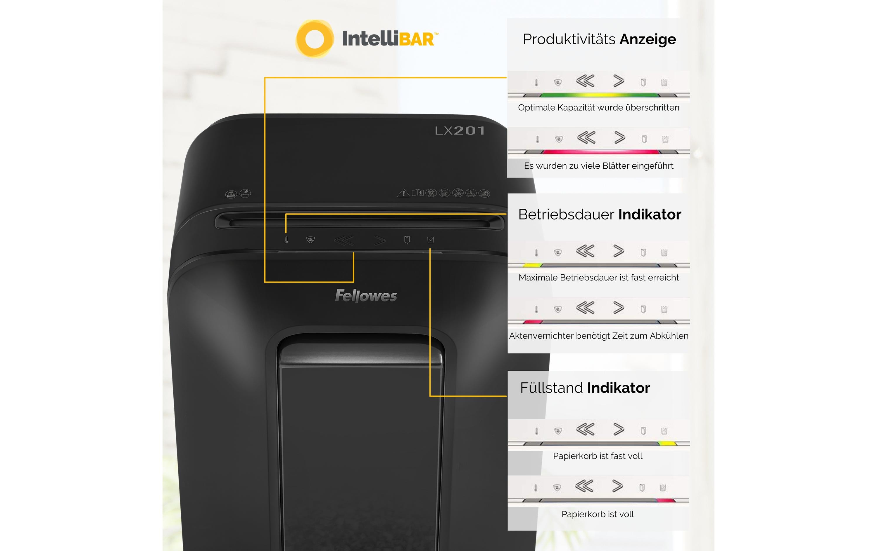 Fellowes Aktenvernichter LX201 P-5, 12 Seiten, Schwarz
