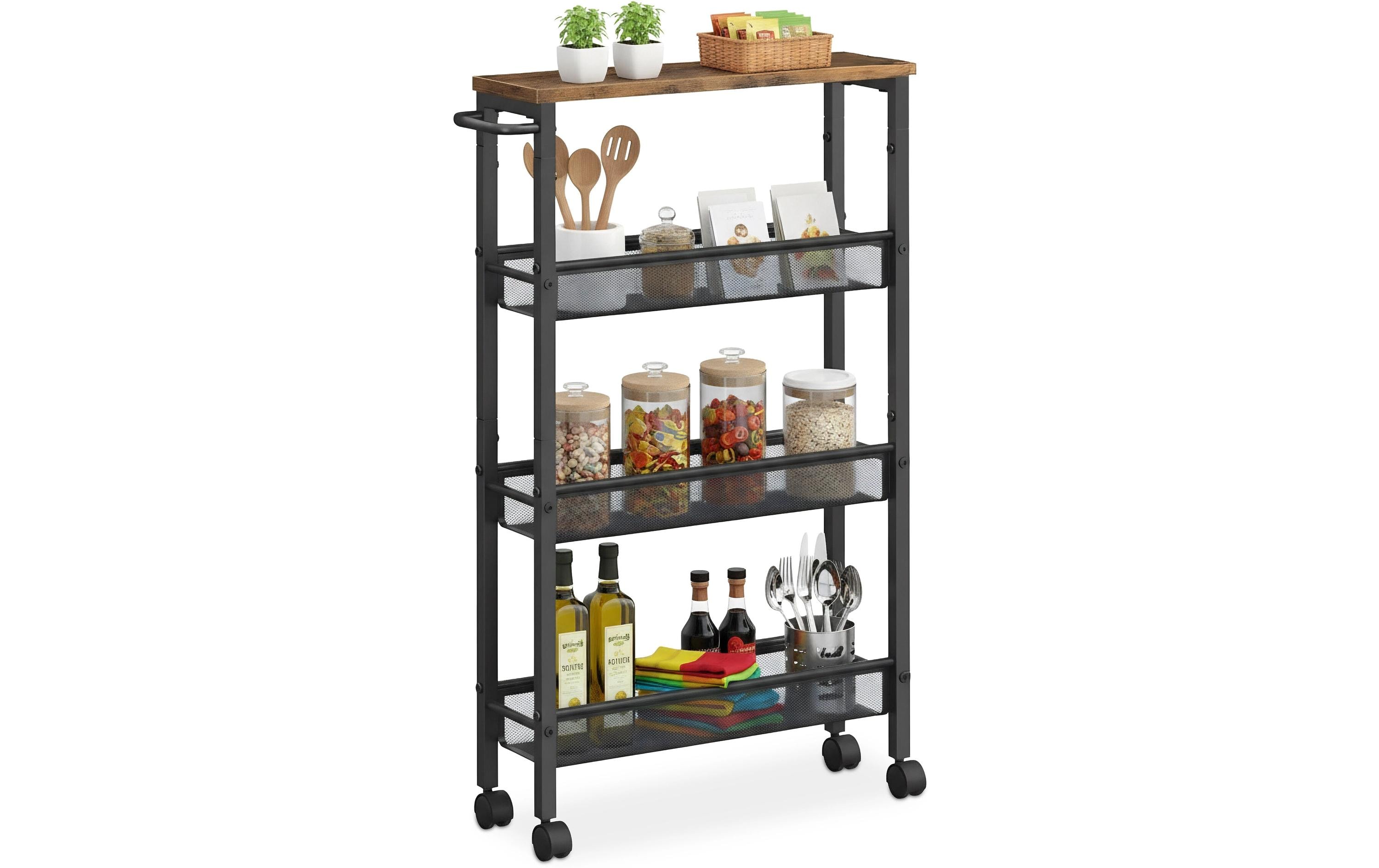 relaxdays Nischenwagen 77 x 13 x 45.5 cm Schwarz/Braun