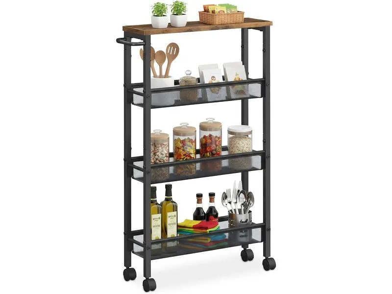relaxdays Nischenwagen 77 x 13 x 45.5 cm Schwarz/Braun relaxdays Nischenwagen 77 x 13 x 45.5 cm Schwarz/Braun