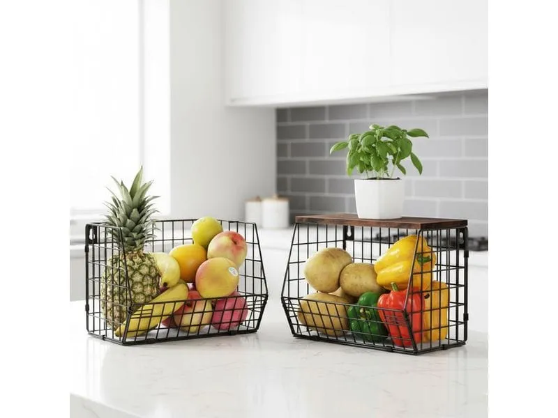 relaxdays Organizer Obstkorb Wandregal 21 x 30 cm Braun/Schwarz relaxdays Organizer Obstkorb Wandregal 21 x 30 cm Braun/Schwarz