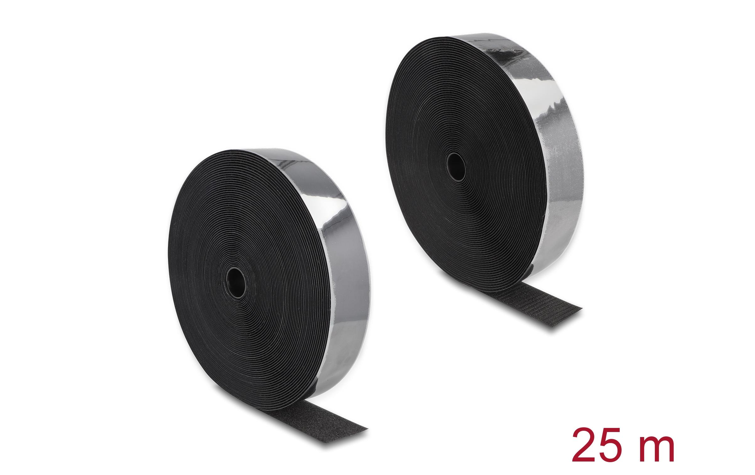 Delock Klettband 25m x 50mm Strapazierfähig Schwarz