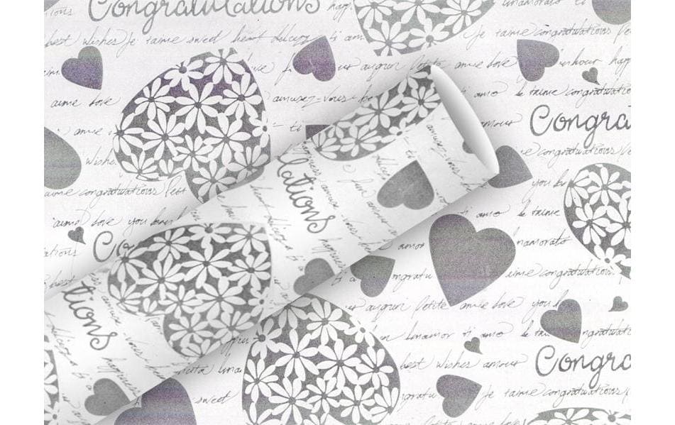 Braun + Company Geschenkpapier Elegant Heart Silber
