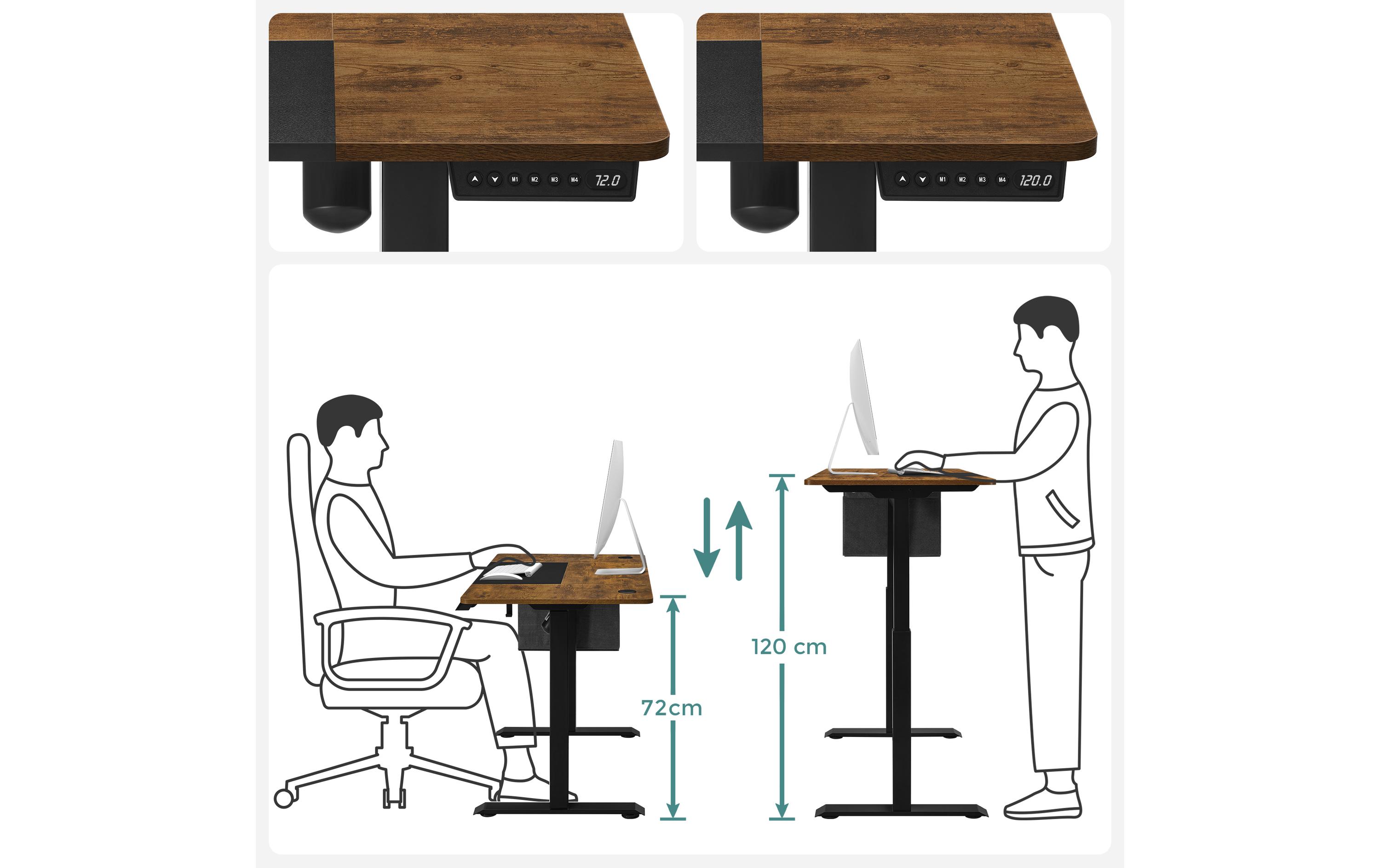Songmics Stehtisch 120 x 60 cm, Vintagebraun-Schwarz