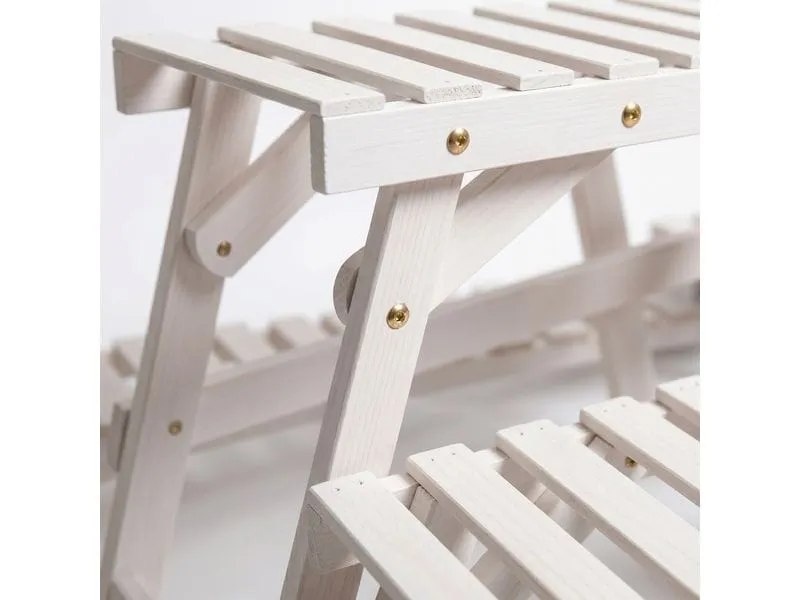 relaxdays Blumentreppe Tannenholz, Weiss, 3er Set