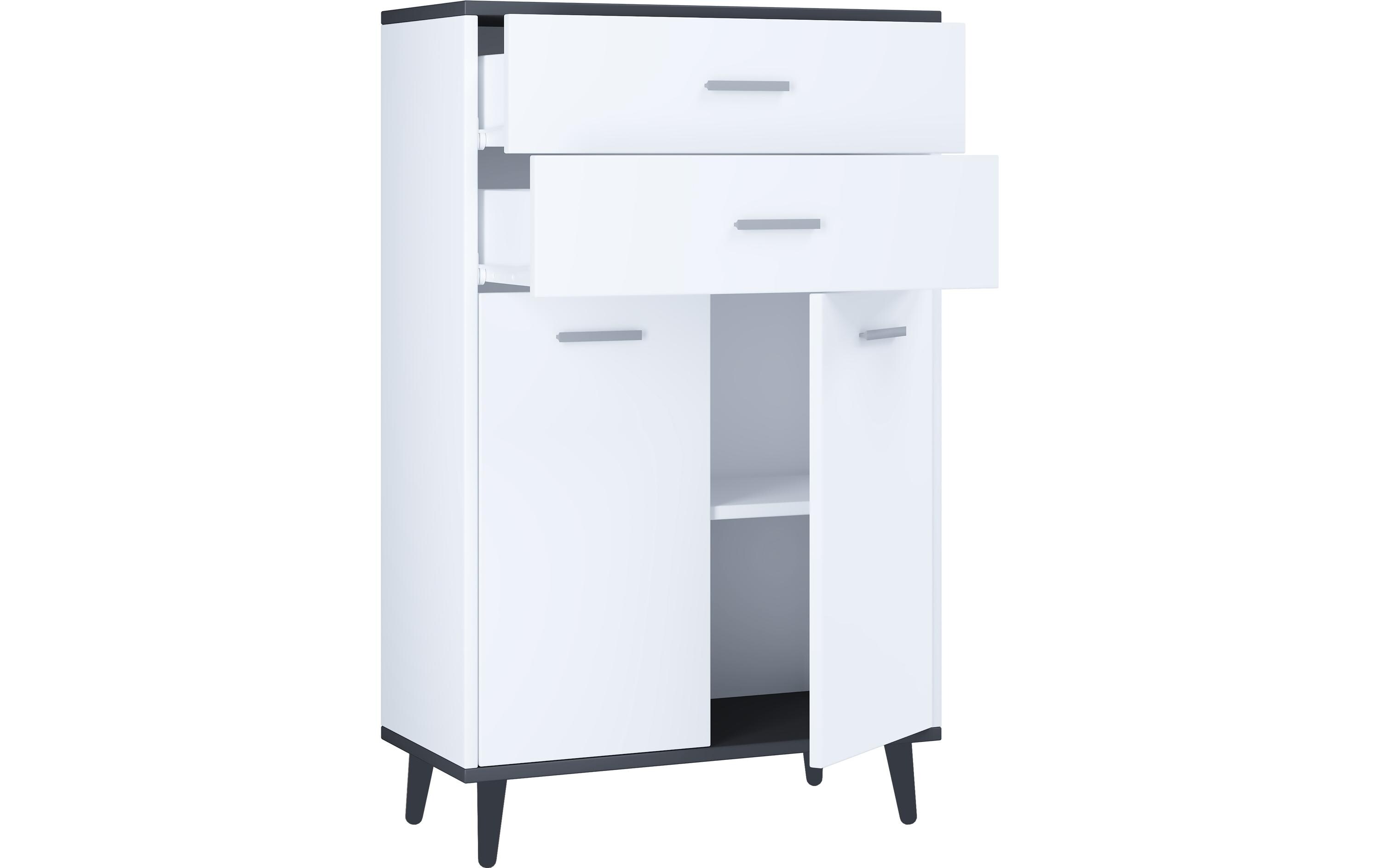 VCM Kommode Lindas 60 x 97 cm, Weiss/Anthrazit