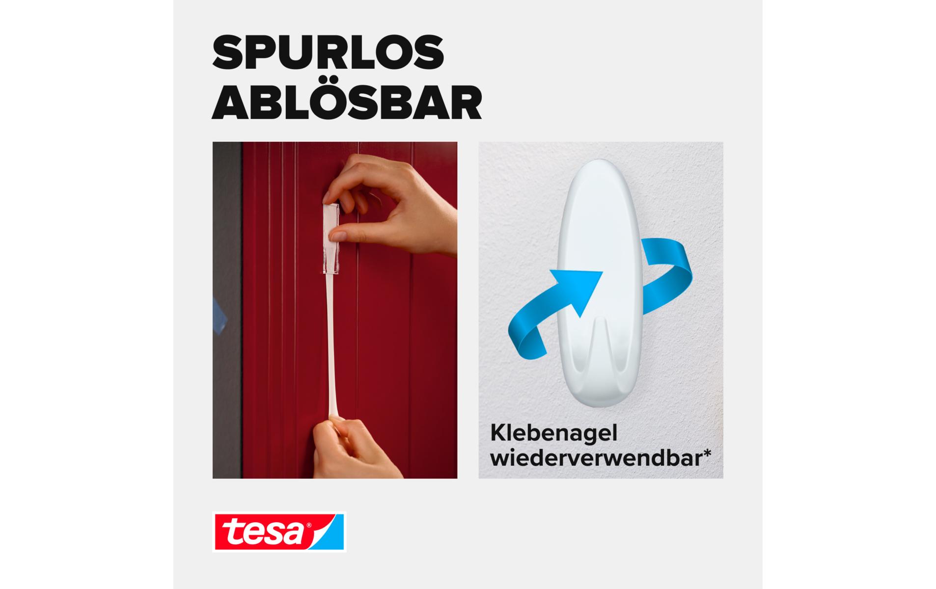 tesa Klebehaken Powerstrips Haken XL Oval Weiss, 3 kg