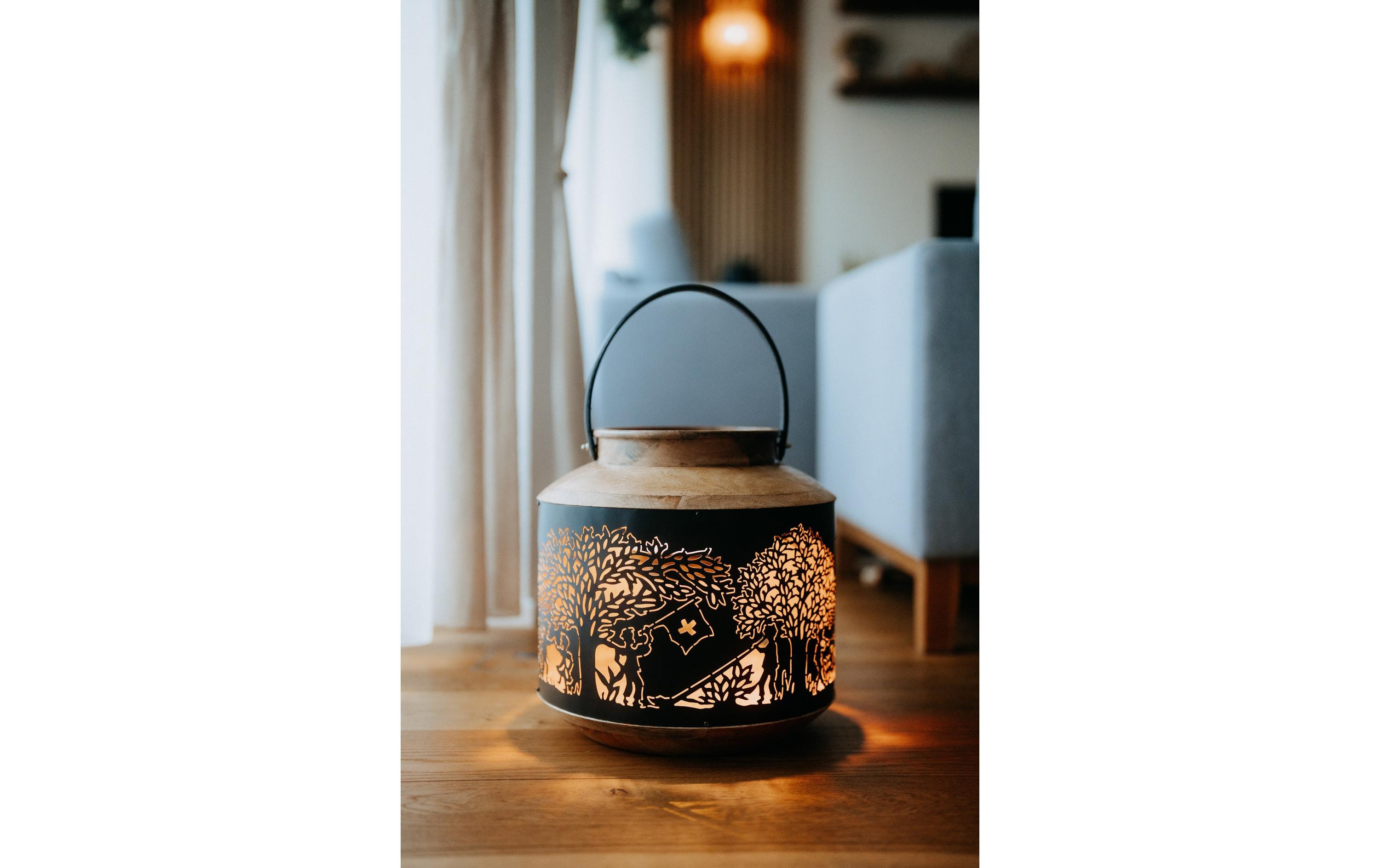 Kadastar Laterne Bergchilbi 37 cm, Braun/Schwarz