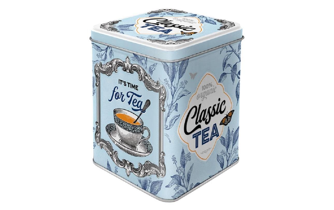 Nostalgic Art Teebeutel-Box Classic Tea Grau/Hellblau/Weiss
