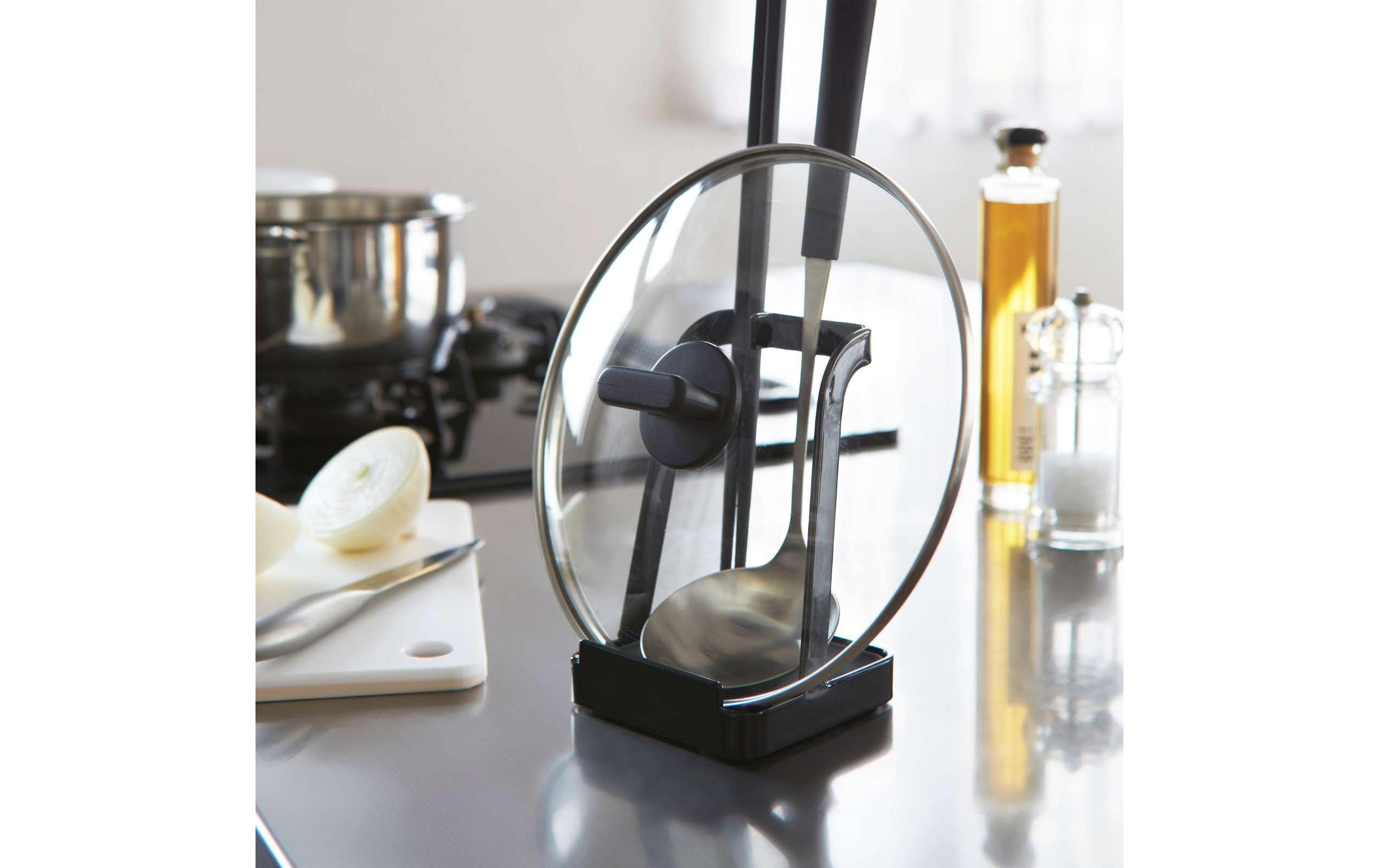 Yamazaki Deckel- und Pfannenhalter Tower Schwarz