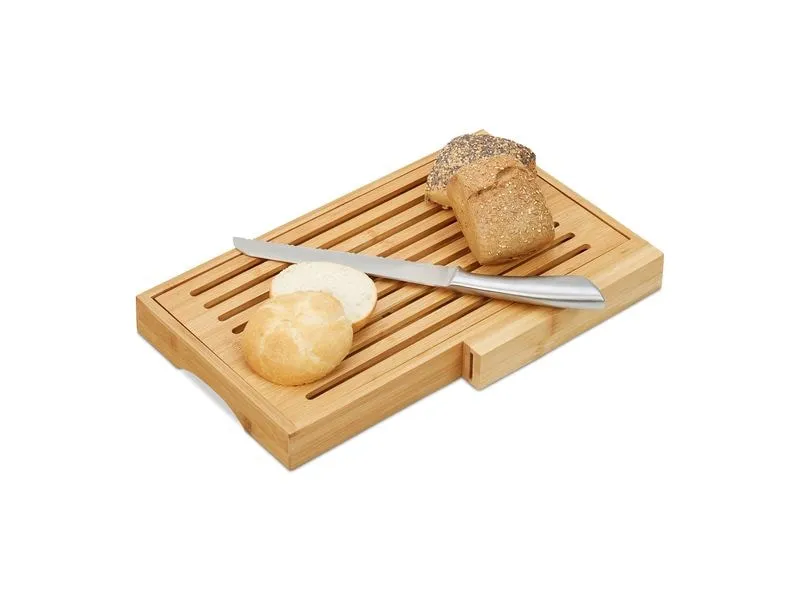 relaxdays Brotschneidebrett mit Messer Natur relaxdays Brotschneidebrett mit Messer Natur