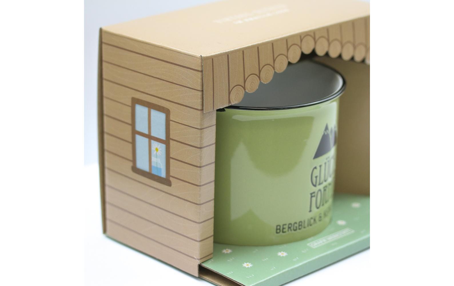 Grafik Werkstatt Vintage Becher Bergglück, Glücksformel