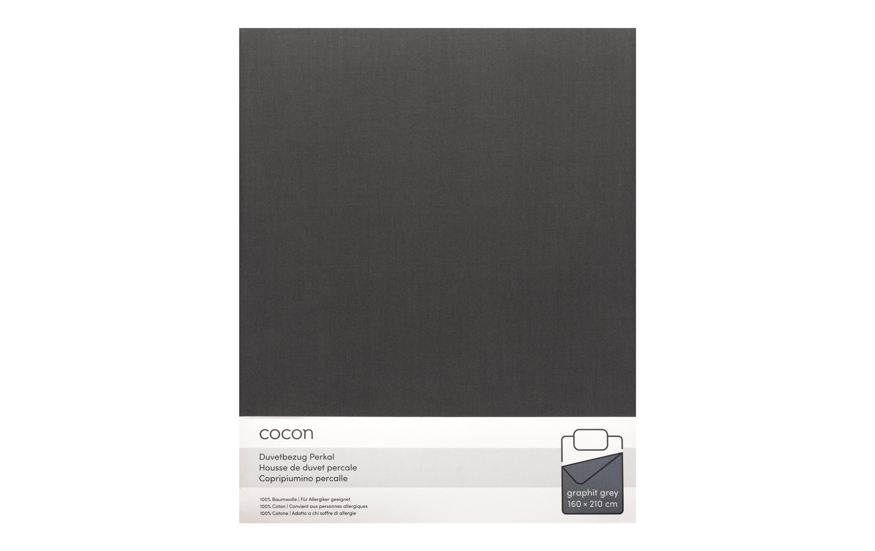 COCON Duvetbezug Perkal 160 x 210 cm, Graphit