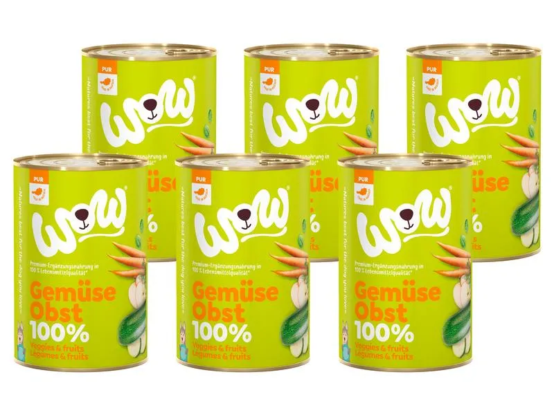 WOW Nassfutter 100% Gemüse & Obst, 6 x 400 g WOW Nassfutter 100% Gemüse & Obst, 6 x 400 g
