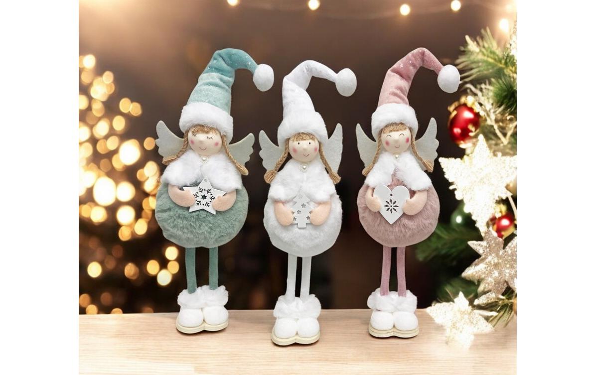Dameco Weihnachtsfigur Engel stehend 3-er Set, Grün/Rosa/Weiss