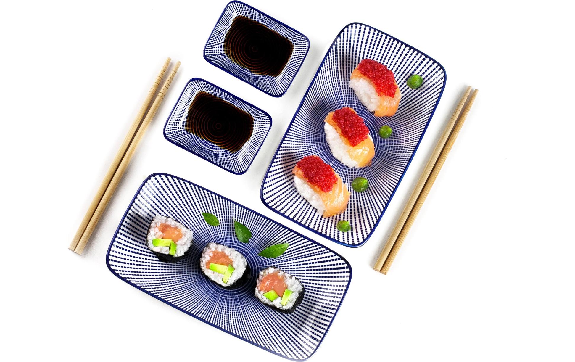 Ibili Sushi-Set 6-teilig, Blau/Weiss