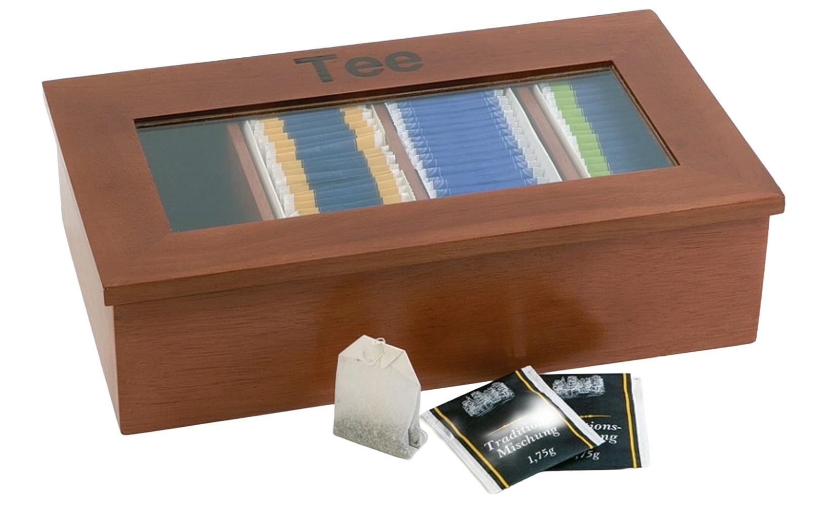 APS Teebox mit 4 Kammern Dunkelbraun