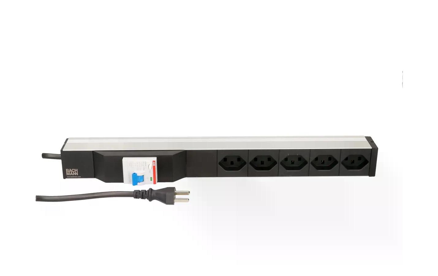 Bachmann 19 PDU 5x T23, 1HE, Fi Schalter, Schwarz