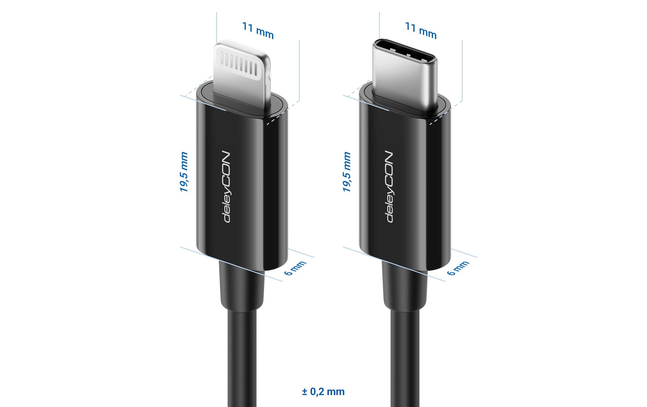 deleyCON USB 2.0-Kabel USB C - Lightning 2 m