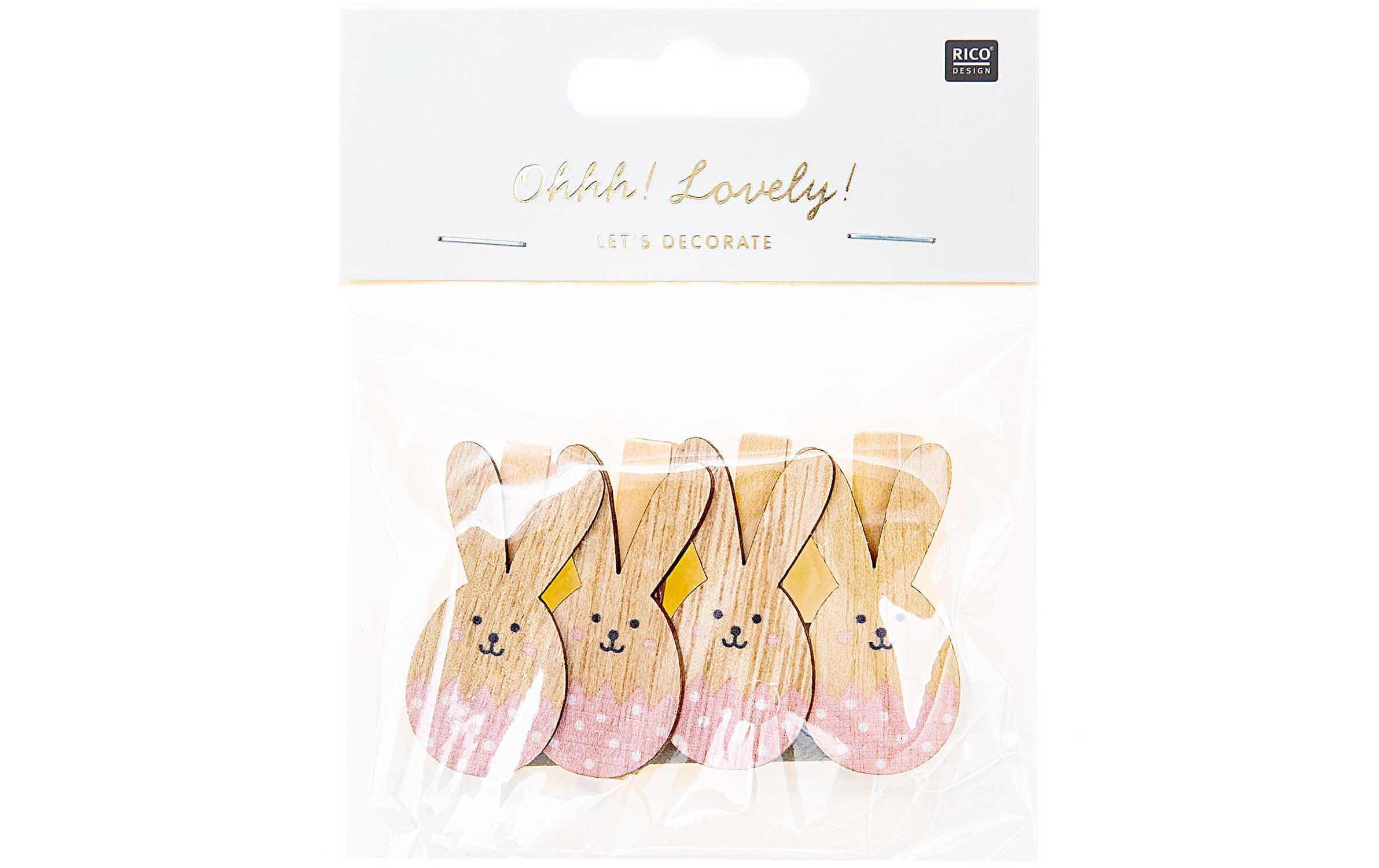 Rico Design Dekoklammer Osterhase 4 Stück, Rosa