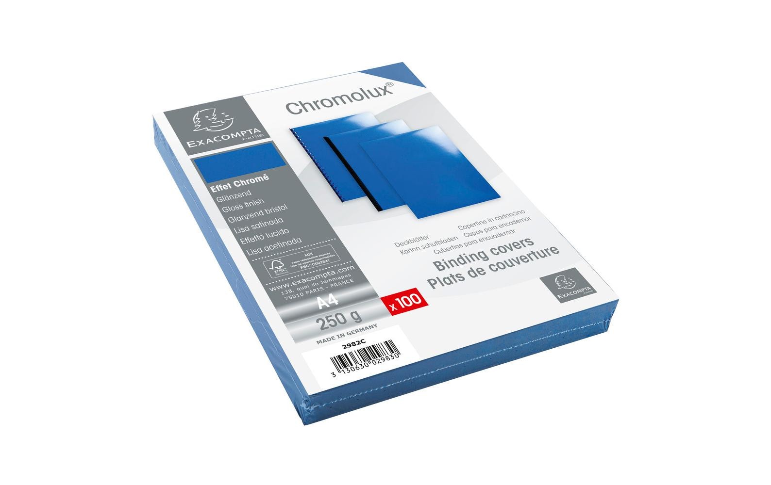 Exacompta Einbanddeckel Chromolux 250 g/m², 100 Stück, Blau