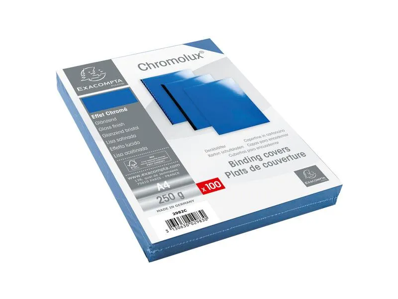 Exacompta Einbanddeckel Chromolux 250 g/m², 100 Stück, Blau Exacompta Einbanddeckel Chromolux 250 g/m², 100 Stück, Blau
