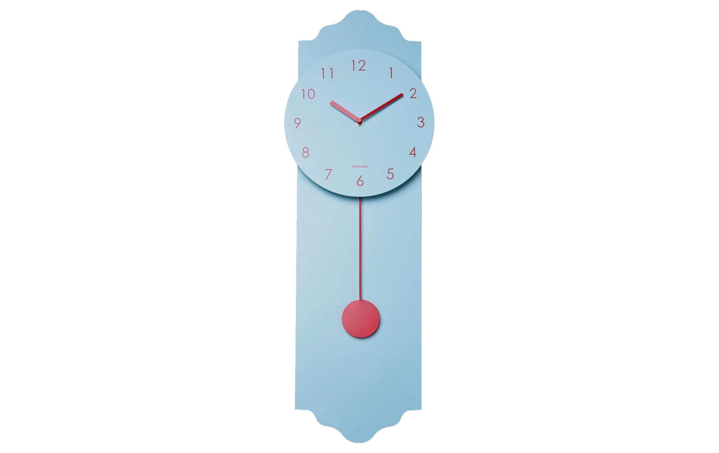 Chic Mic Wanduhr Pendelum Clock 24 x 70 cm, Hellblau