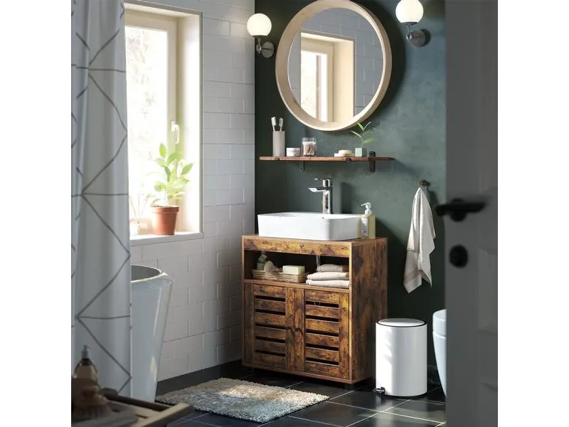 VASAGLE Waschbeckenunterschrank 60 x 63 cm, Braun VASAGLE Waschbeckenunterschrank 60 x 63 cm, Braun