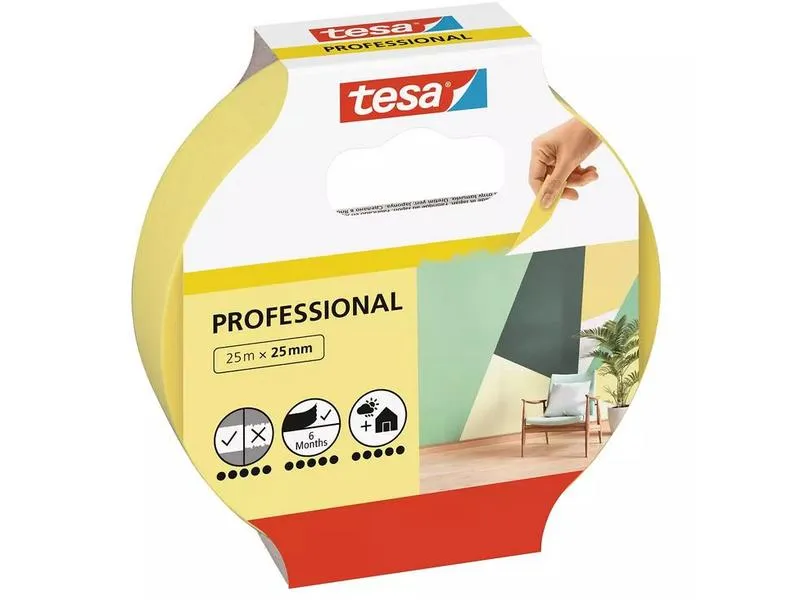 tesa Malerband -Set Professional, 25 mm x 25 m, 3 Rollen, Gelb tesa Malerband -Set Professional, 25 mm x 25 m, 3 Rollen, Gelb