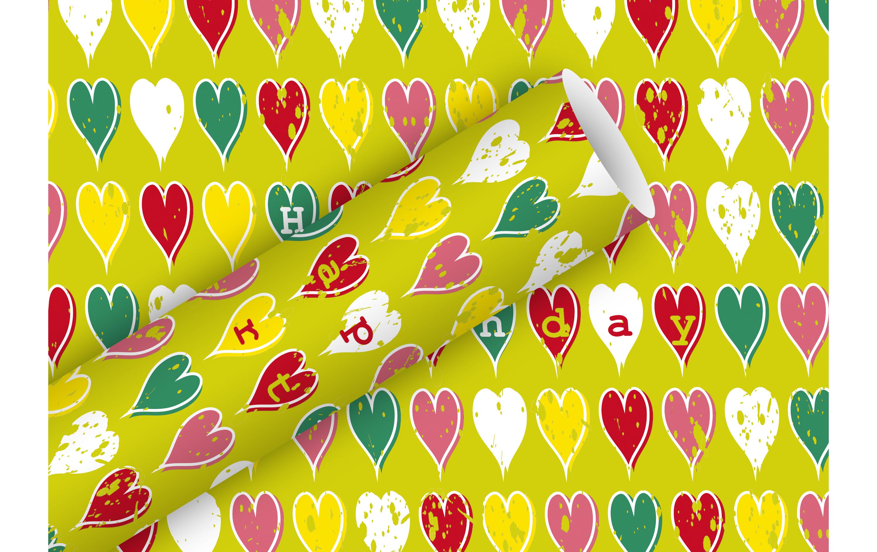 Braun + Company Geschenkpapier Heart Birthday 2 m x 70 cm