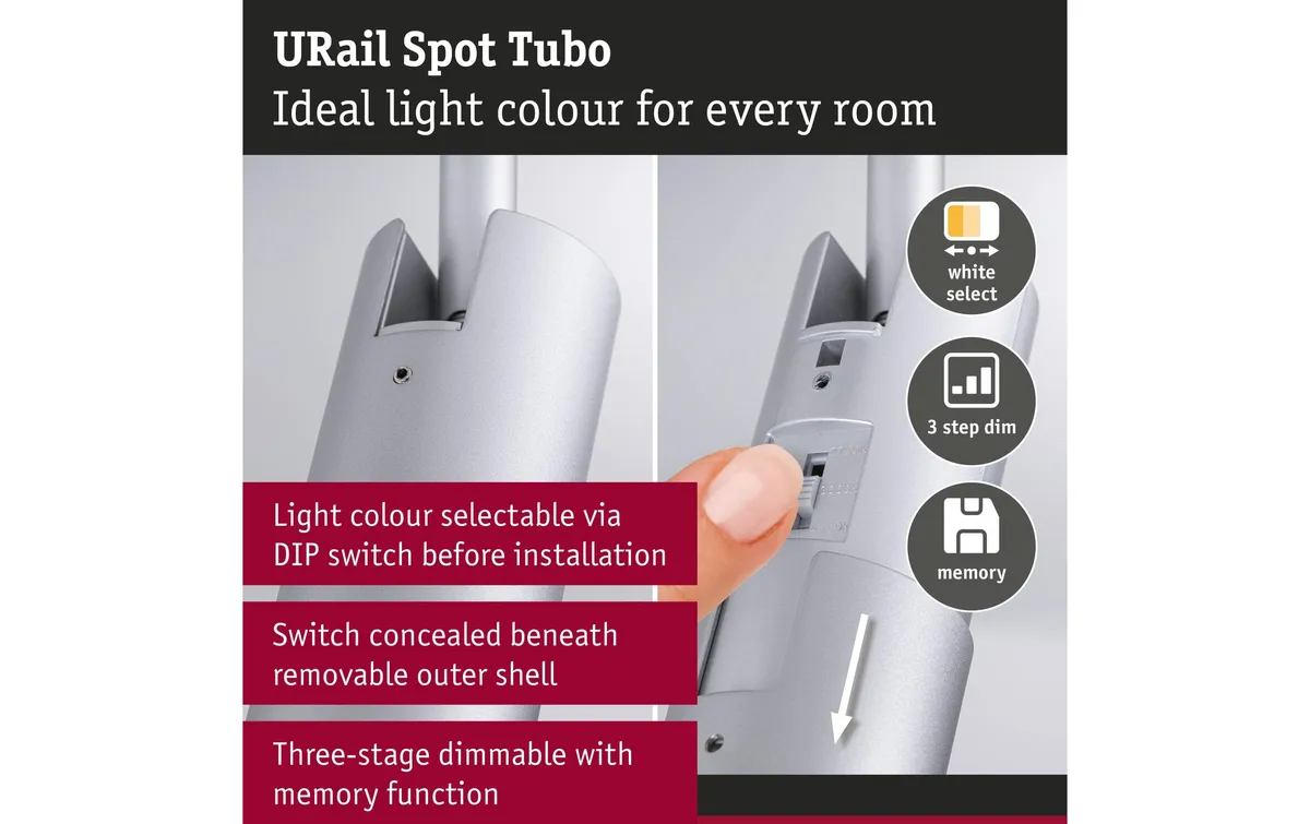 Paulmann URail Schienenspot Tubo Einzelspot Chrom 3-Step-Dim Paulmann URail Schienenspot Tubo Einzelspot Chrom 3-Step-Dim