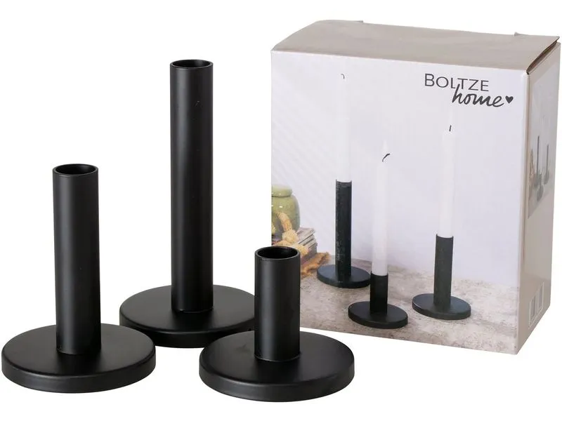 Boltze Kerzenhalter Malko 3-teilig, Schwarz Boltze Kerzenhalter Malko 3-teilig, Schwarz