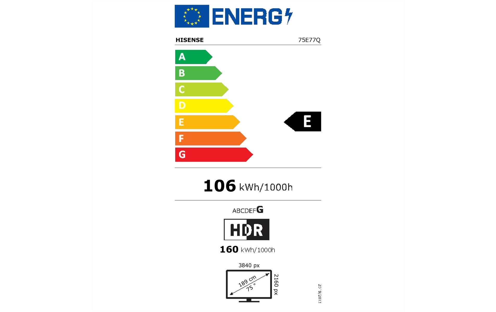 Hisense TV 75E77Q 75, 3840 x 2160 (Ultra HD 4K), QLED