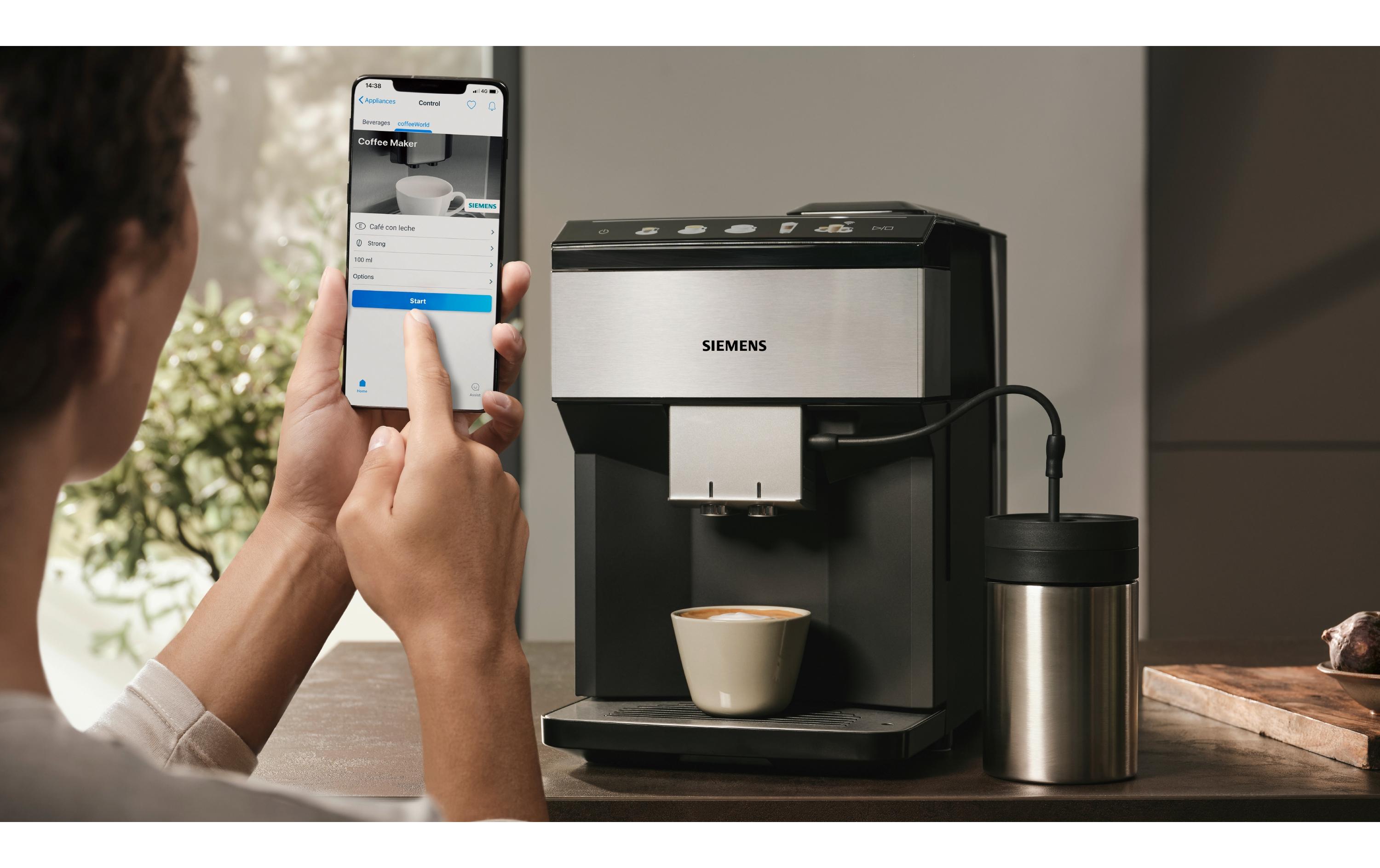 Siemens Kaffeevollautomat EQ500 Classic Connect Edelstahl, Schwarz