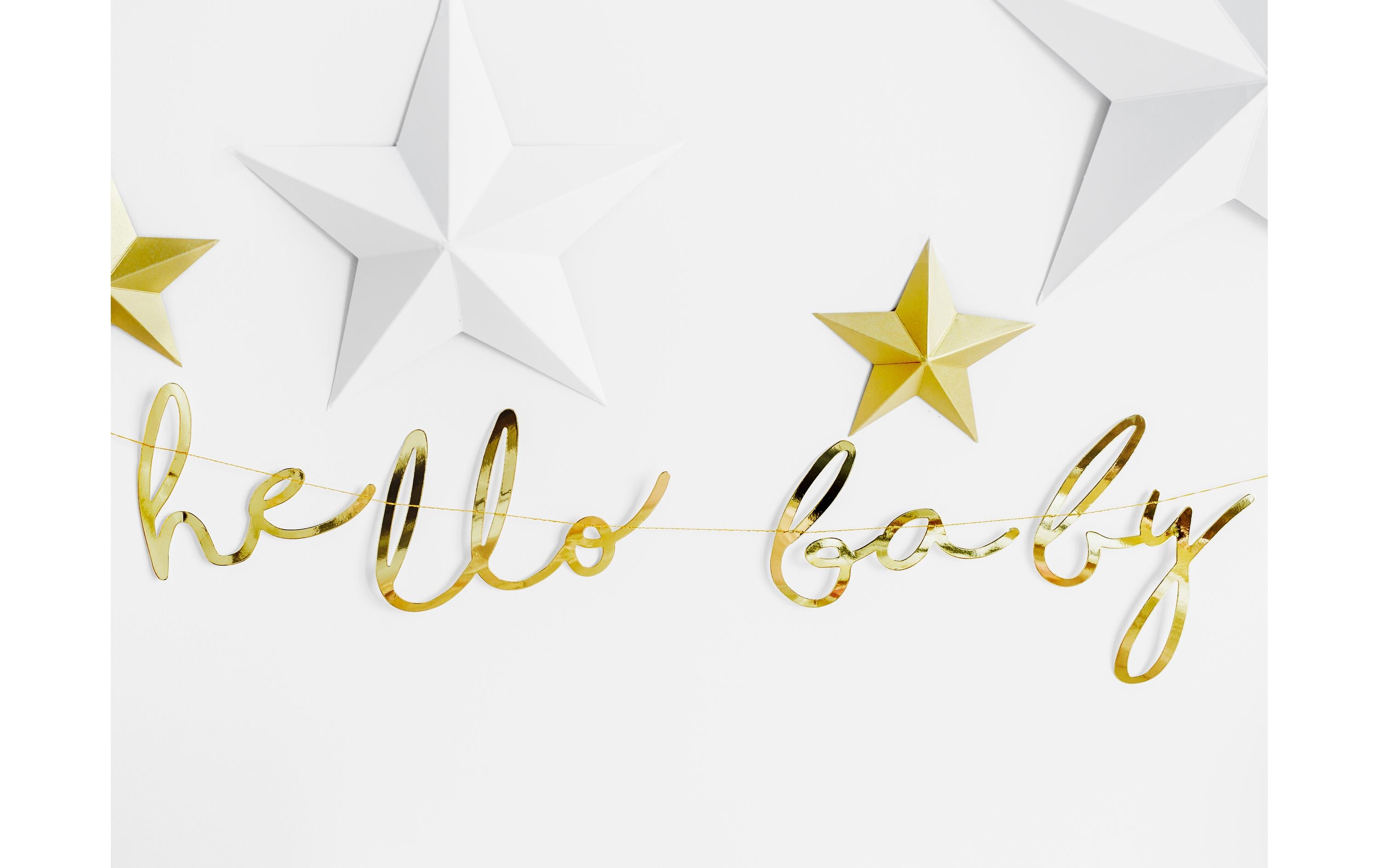 Partydeco Girlande Hello Baby 0.7 m, Gold