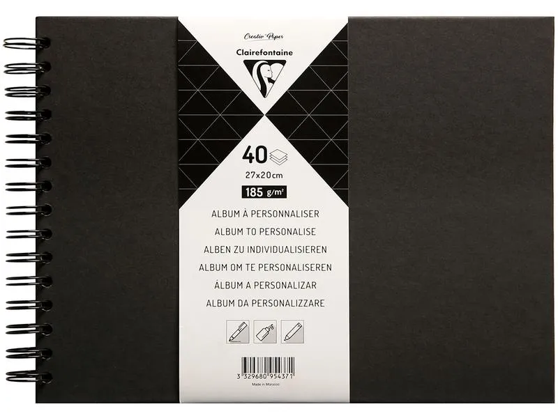 Clairefontaine Notizbuch DIY 27 x 20 cm, Blanko, Schwarz Clairefontaine Notizbuch DIY 27 x 20 cm, Blanko, Schwarz