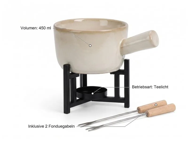 FURBER Käsefondue-Set 4 Teile, Beige FURBER Käsefondue-Set 4 Teile, Beige