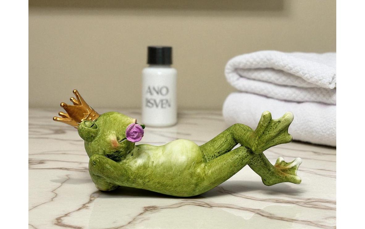 Dameco Dekofigur Froschkönig liegend 17 x 37 x 15 cm