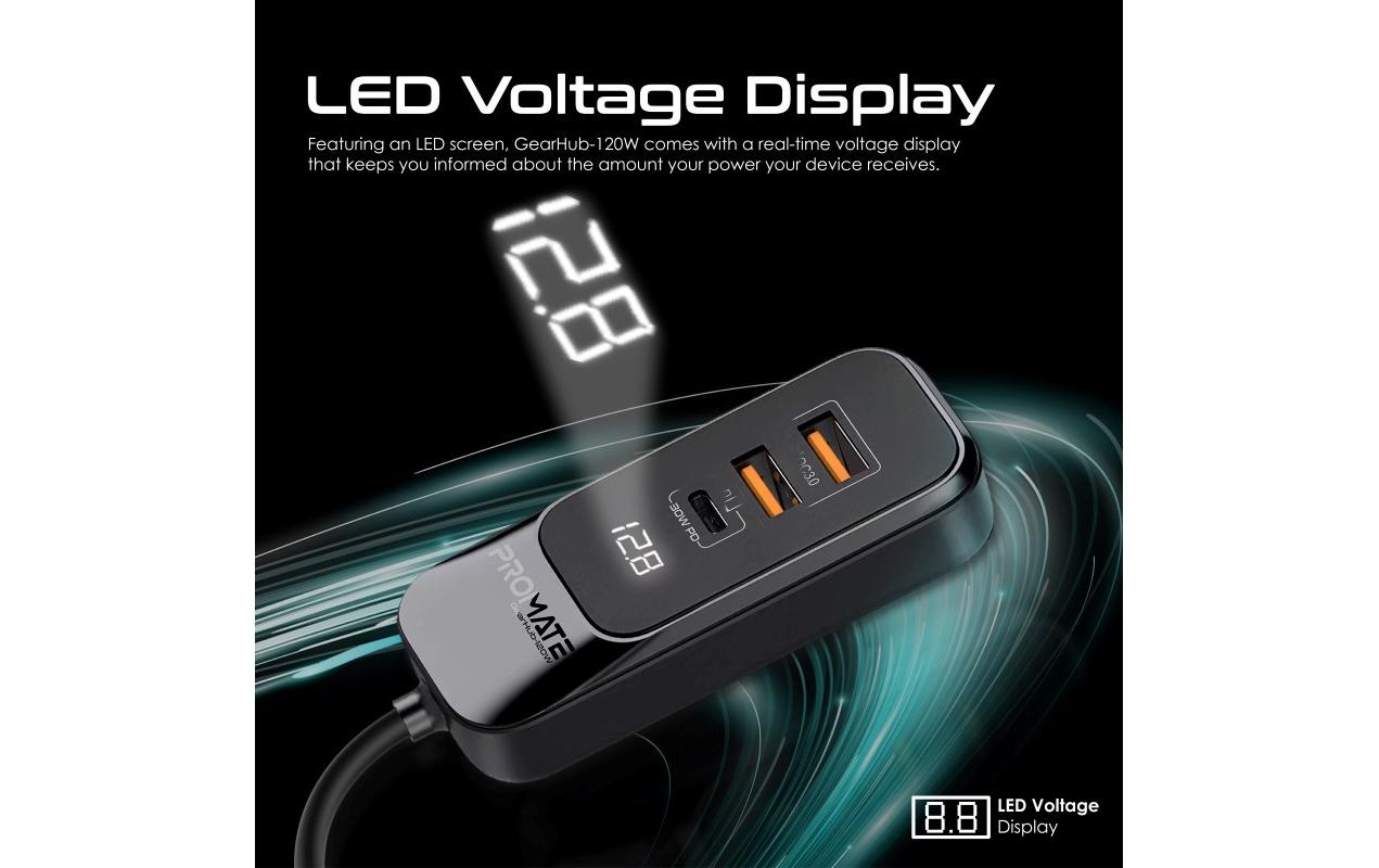 Promate GearHub-120 Watt Autoladegerät