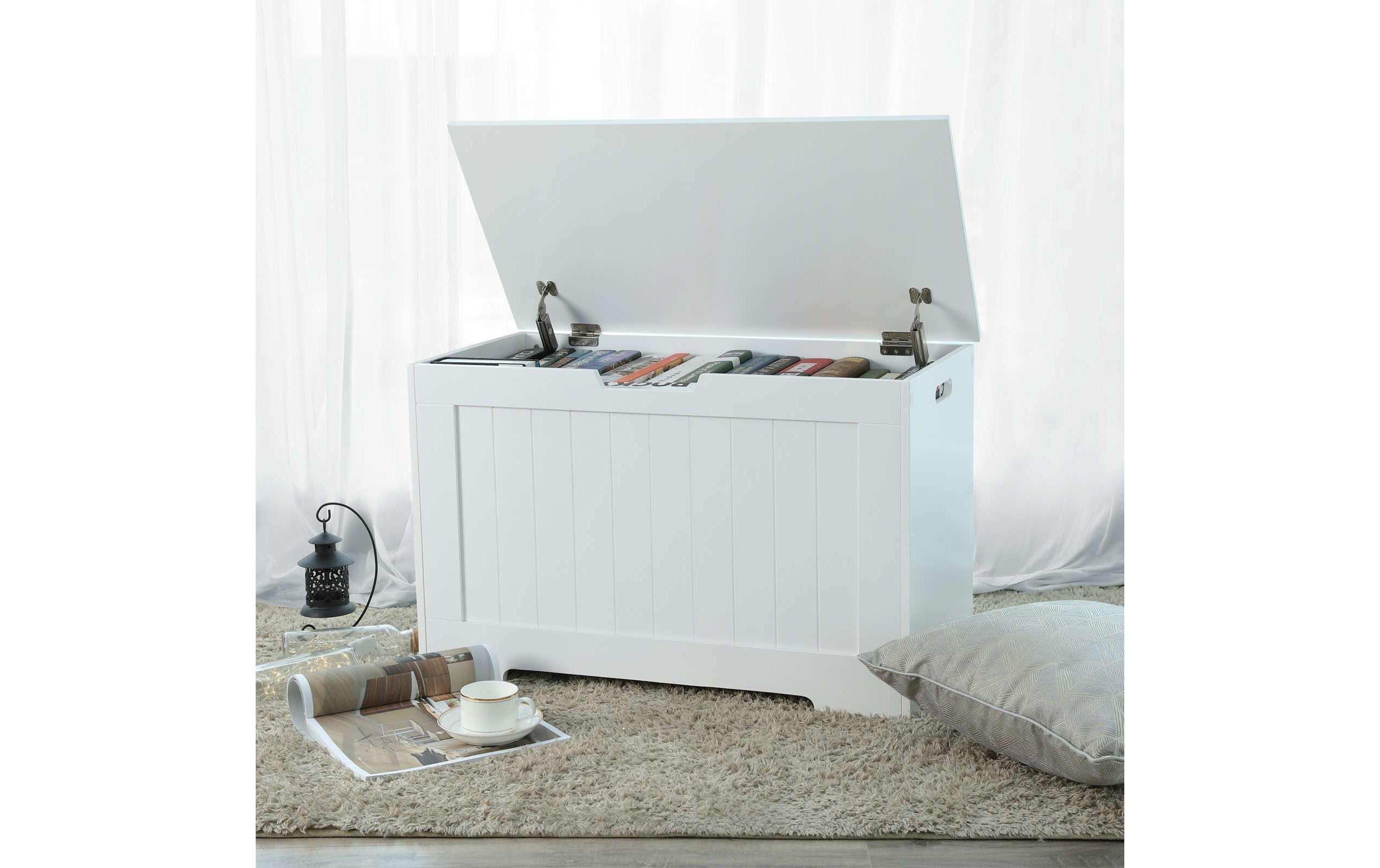 VASAGLE Truhe aus Holz 76 x 48 cm, Weiss