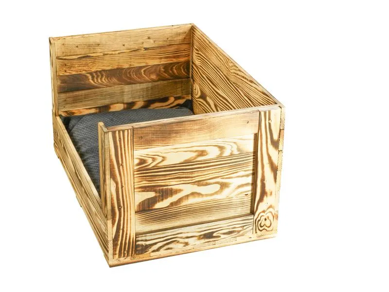 Holz Zollhaus Katzenbett Vintage geflammt, 59 x 40 x 33 cm