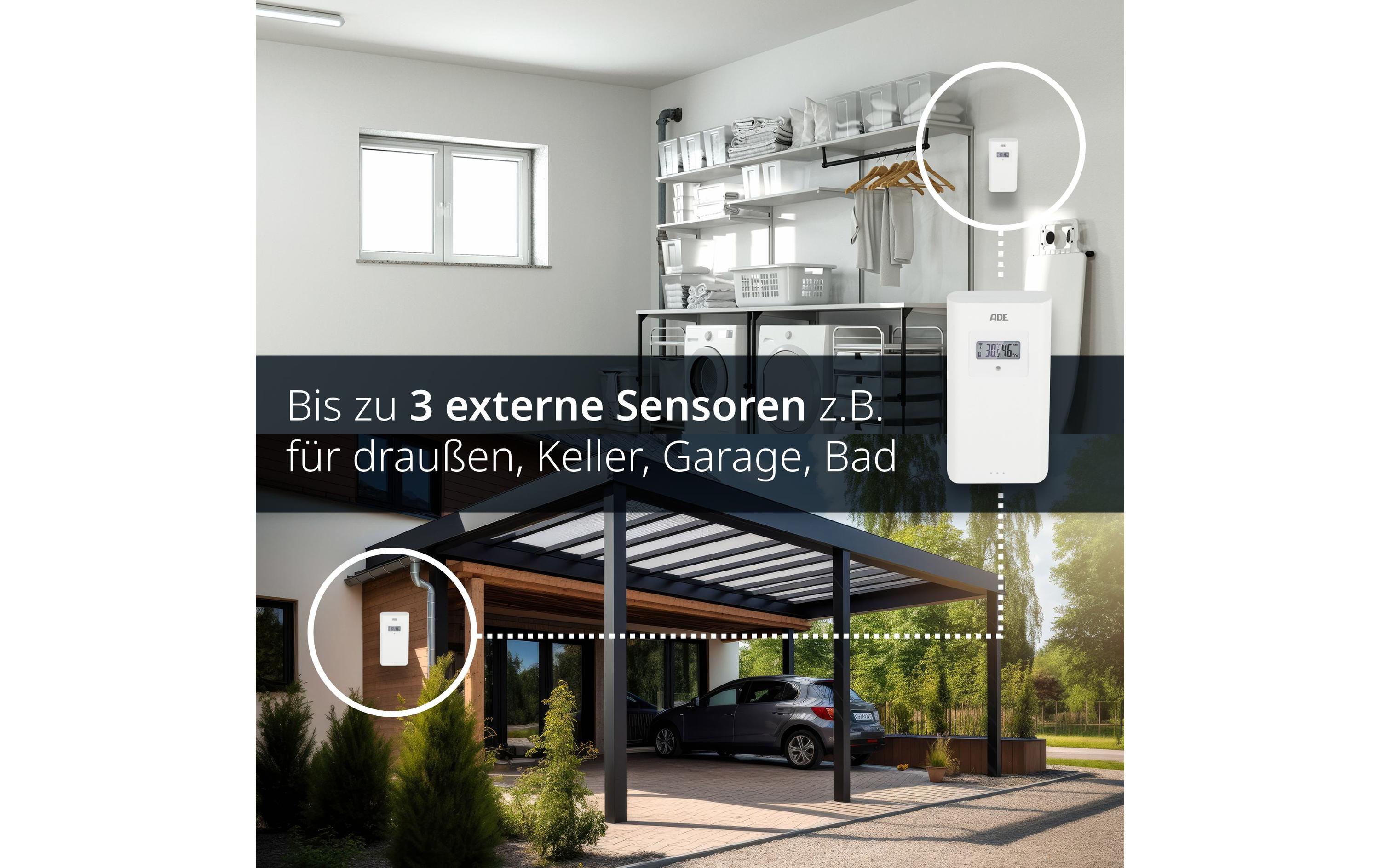 ADE Wetterstation mit Funk-Aussensensor Schwarz