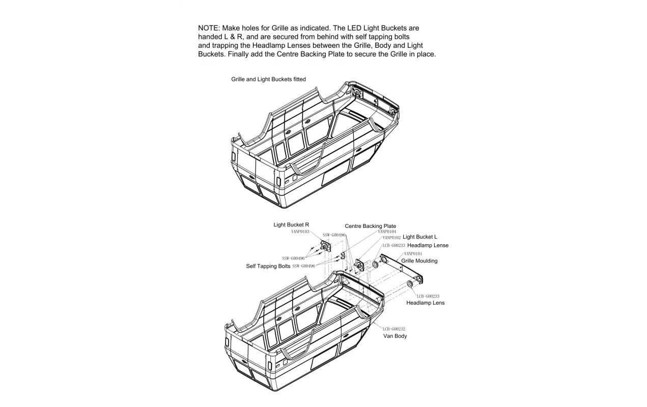 Hobbytech Karosserie SCA-1E Praire Wolf Van, 324 mm, Unlackiert, 1:10
