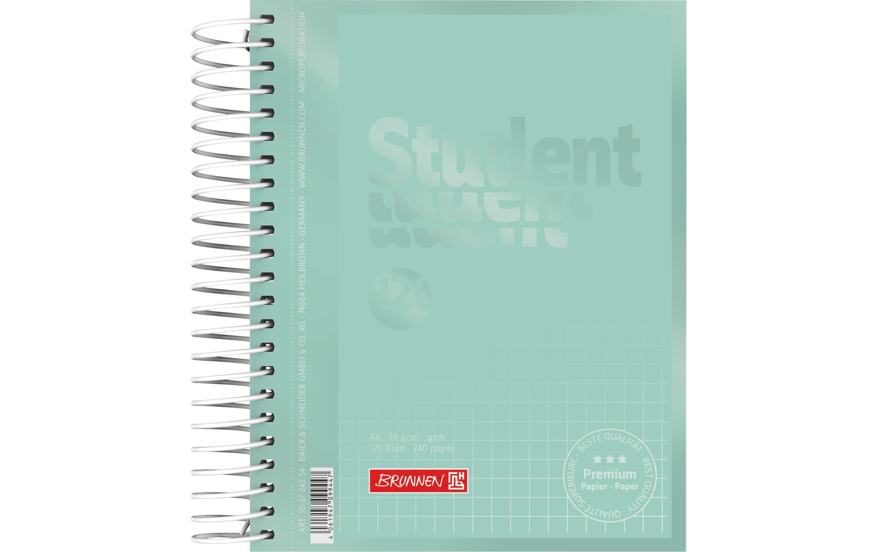 Brunnen Notizheft Premium Colour Code A6, kariert, 120 Blatt, Mint