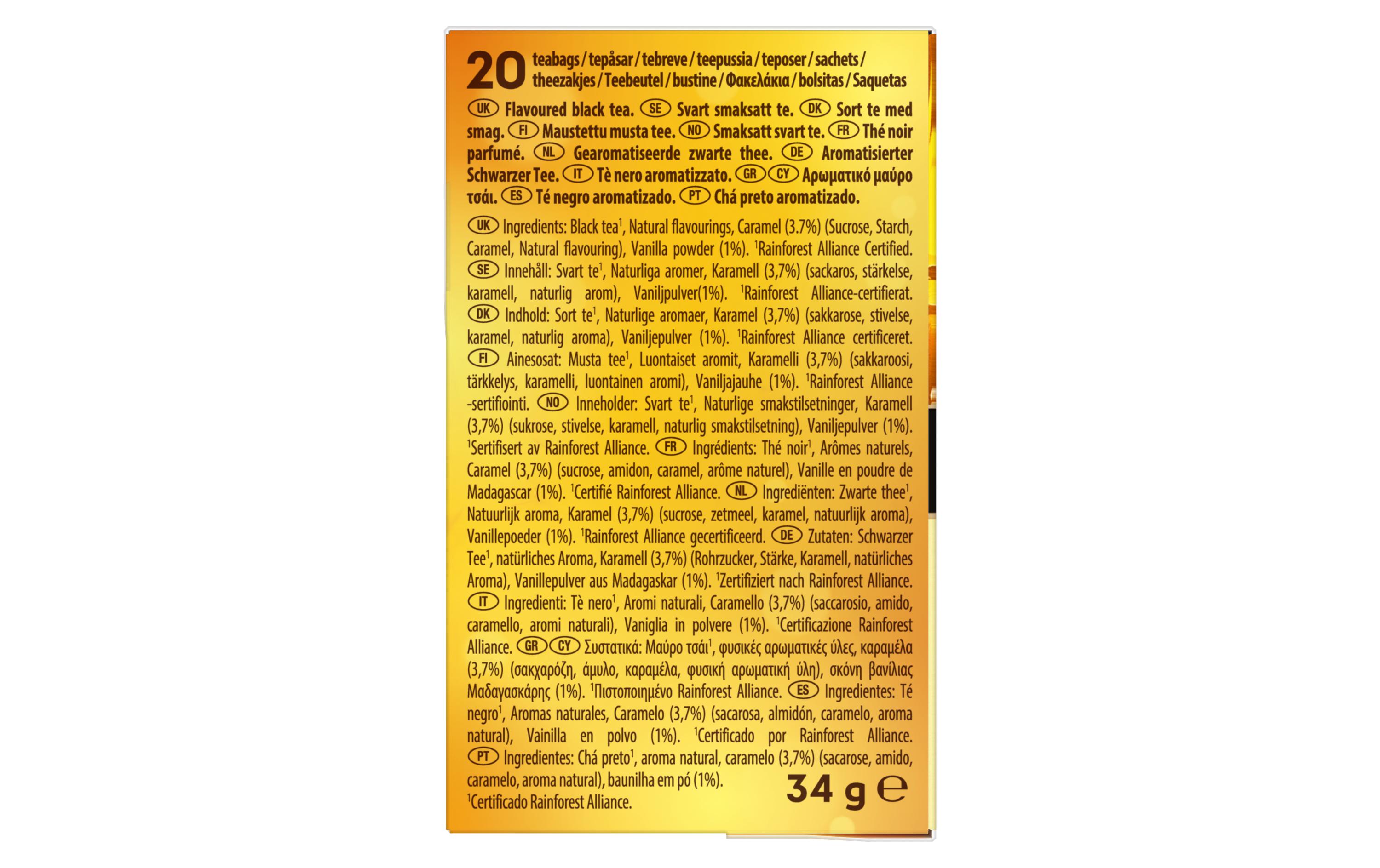 Lipton Teebeutel Schwarztee Vanilla Caramel 20 Stück