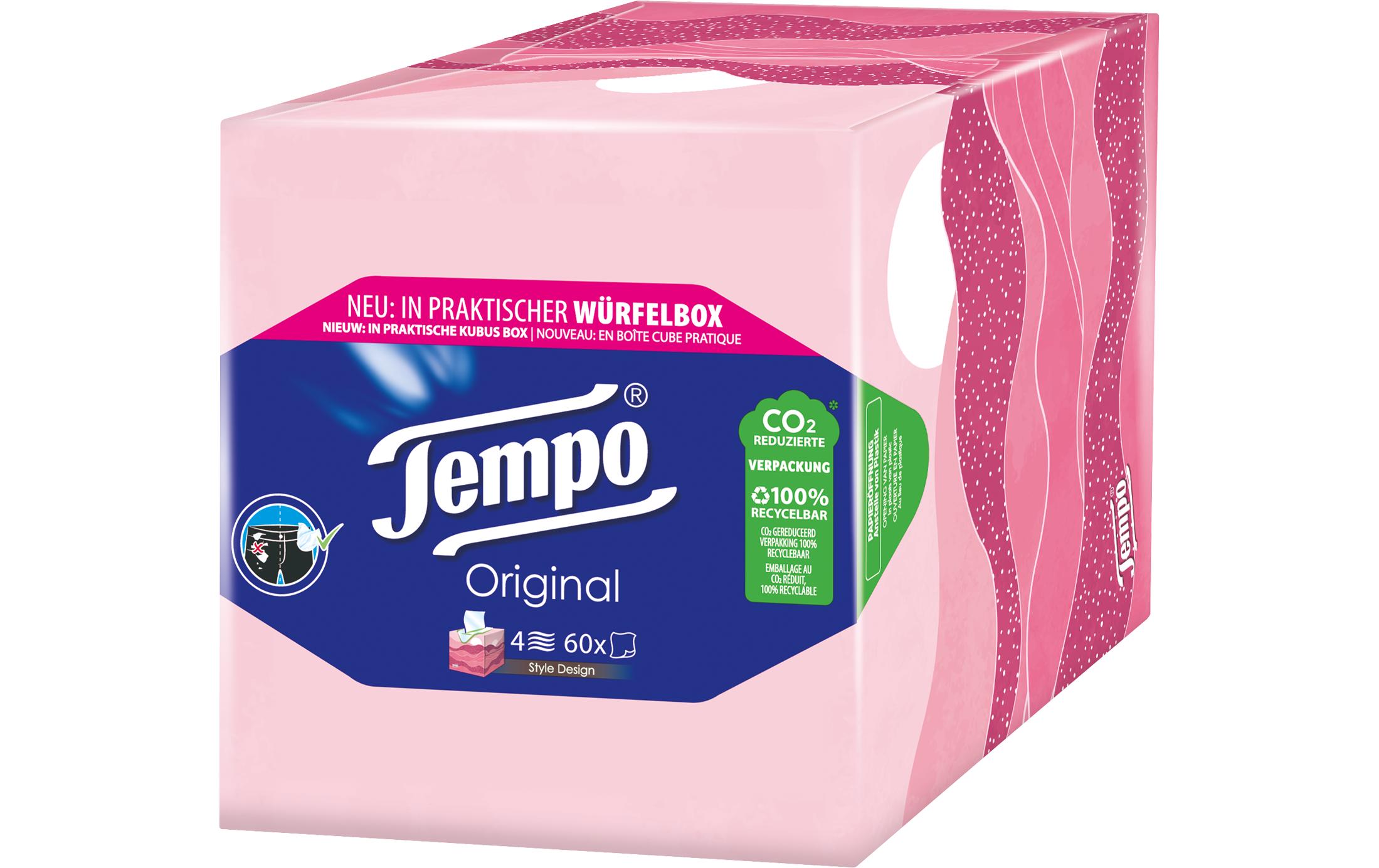 Tempo Taschentücher-Box Original Würfelbox 4-lagig 60 Stück Tempo Taschentücher-Box Original Würfelbox 4-lagig 60 Stück