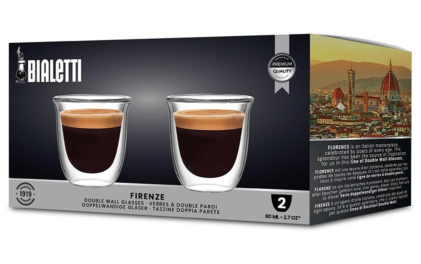 Bialetti Espresso Becher Firenze 80 ml, 1 Stück, Transparent